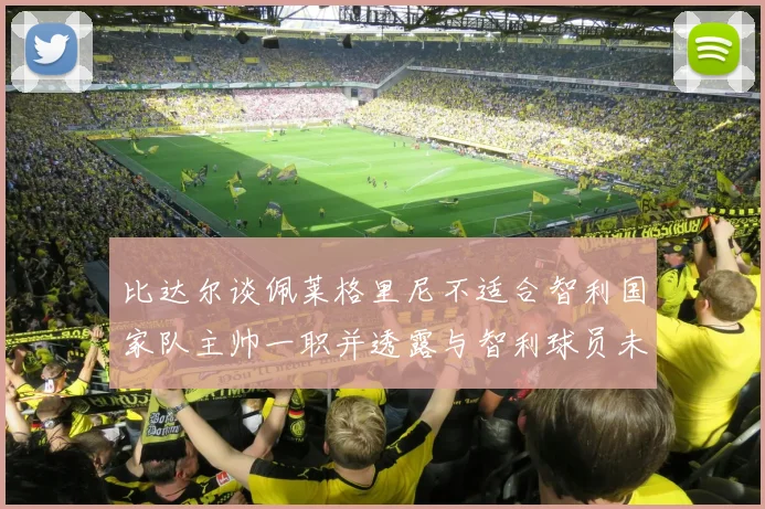 比达尔谈佩莱格里尼不适合智利国家队主帅一职并透露与智利球员未共事经历